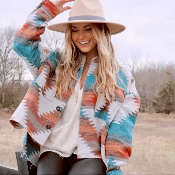 🆕 Yellowstone Aztec Tribal Print Shacket Jacket Coat 🌵 - Picture 2 of 4